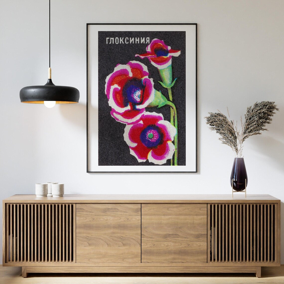 Purple Gloxinia Matchbox Art Print, Vintage Eastern Europe - Image 4