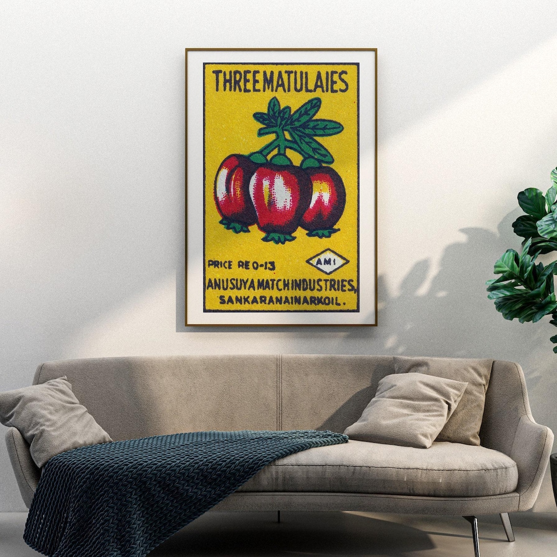 Red Fruit Matchbox Print, Vintage India Poster - Image 3