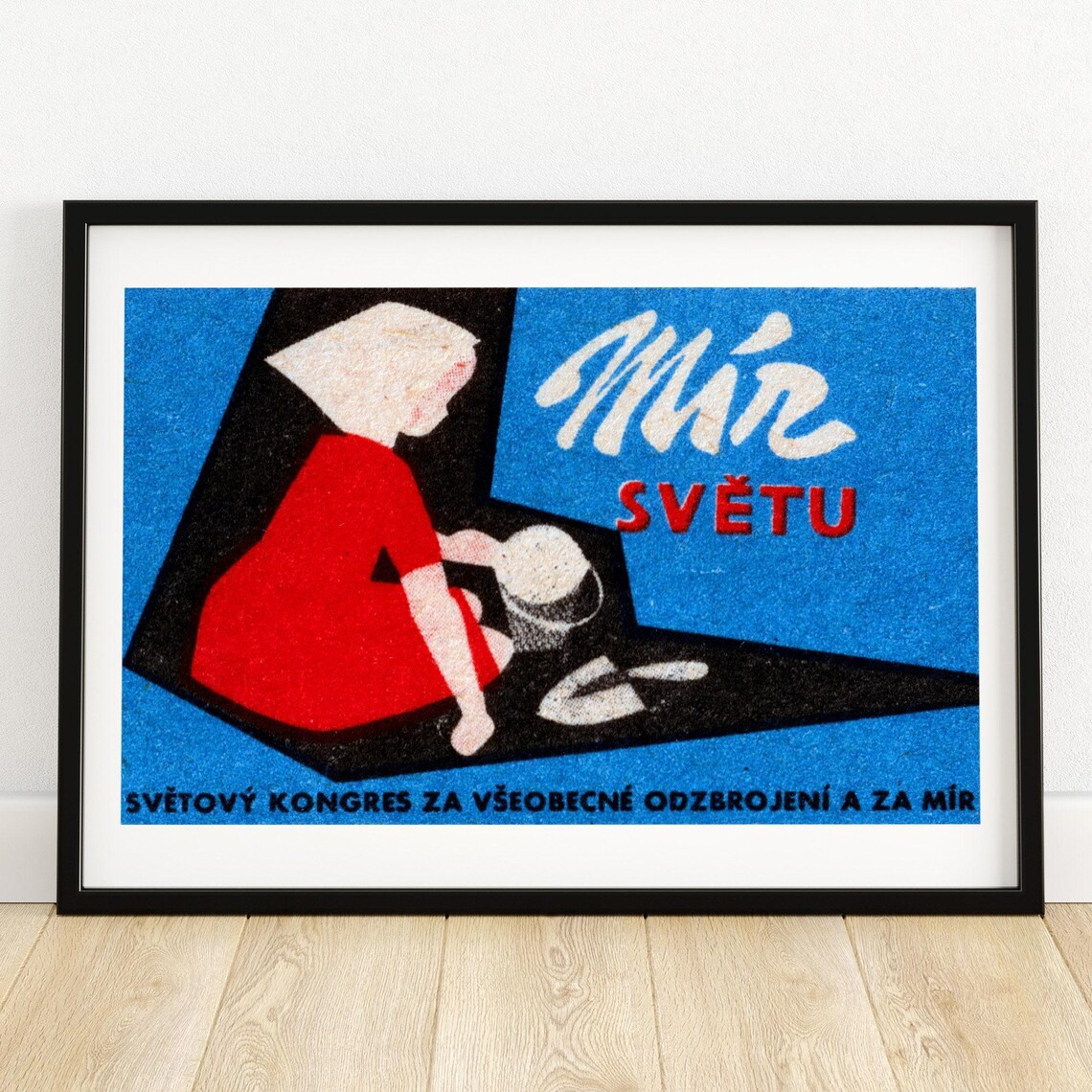 Peace For The World Vintage Czech Matchbox Poster