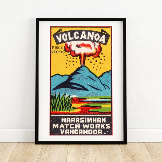 Colorful Matchbox Art Print Vintage Indian Design Pop Art Home Dcor Unique Wall Art Gift Retro Style Collectible Poster A4