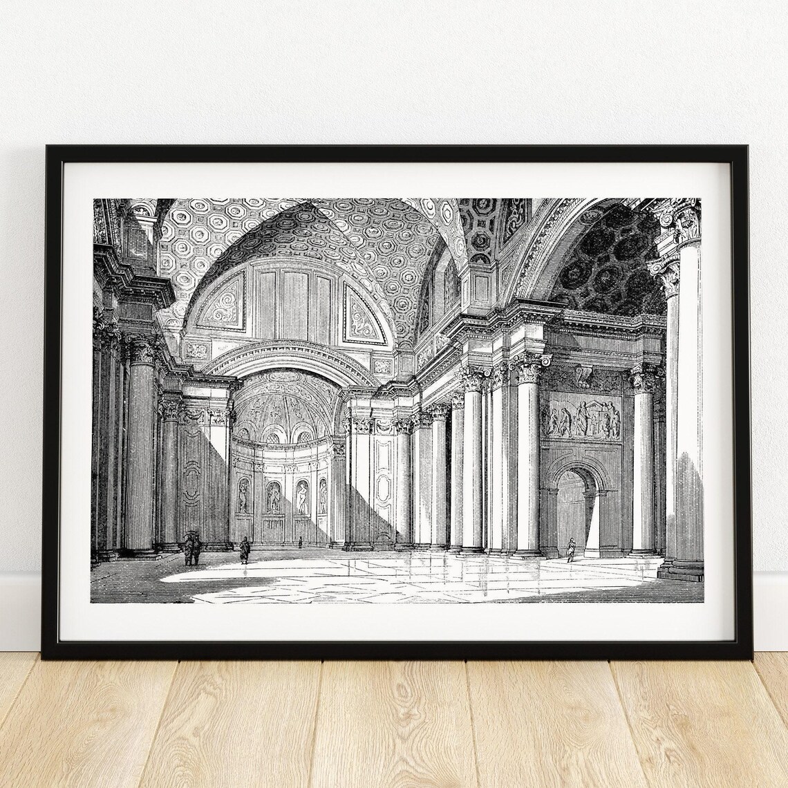 Santa Maria Degli Angeli Rome Grand Church Interior Vintage Poster
