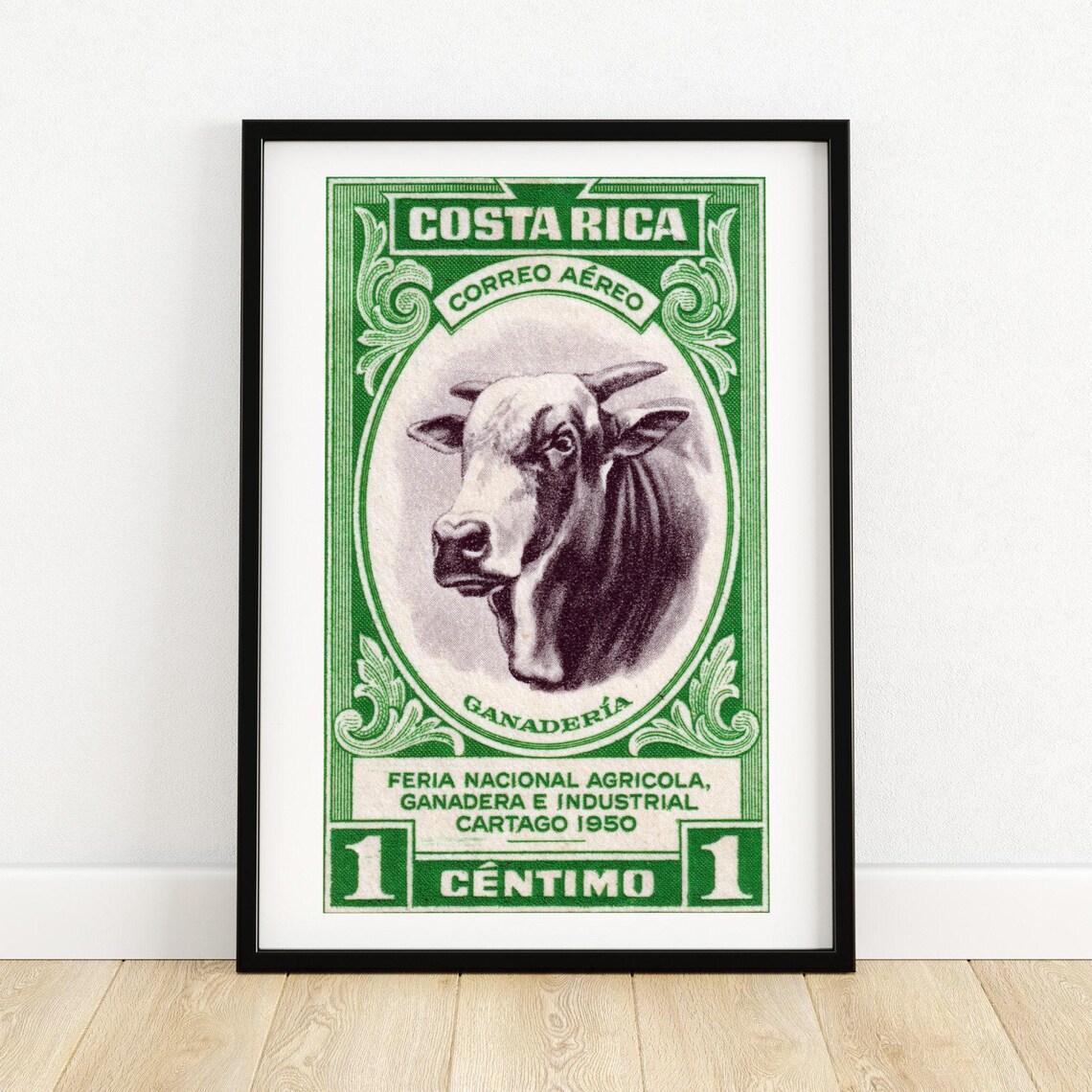 Horned Cow Costa Rica Vintage Poster Print