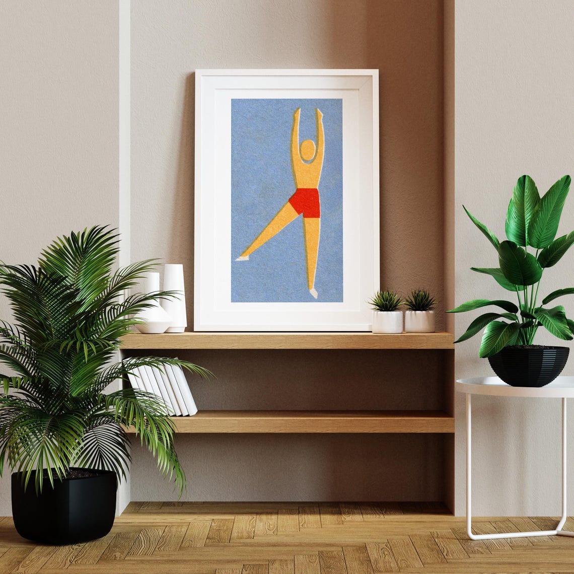 Dancing Man Gymnast Yellow Figure Vintage Matchbox Art Poster - Image 2