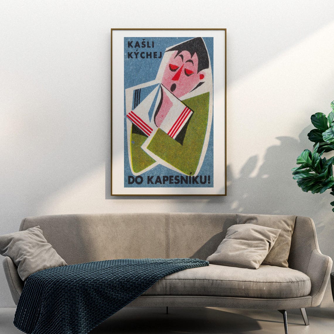 Cough Sneeze Into Your Handkerchief Retro Czech Matchbox Poster - Image 3