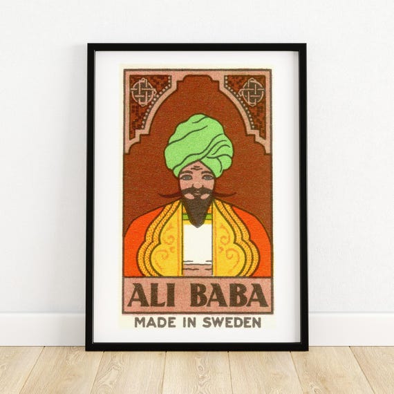 Ali Baba Swedish Print Vintage Art Poster Colorful Home Decor Exotic Retro Wall Art Unique Gift Idea A4