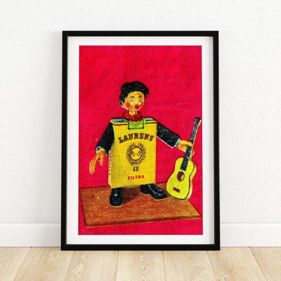 Laurens Matchbox Boy Guitarist Vintage Advertising Art Poster
