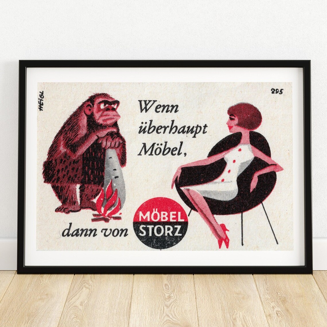 Caveman And Woman Furniture Matchbox Print Aesthetic Wall Art Vintage Eastern Europe Art Matchbox Wall Poster Vintage Poster Print
