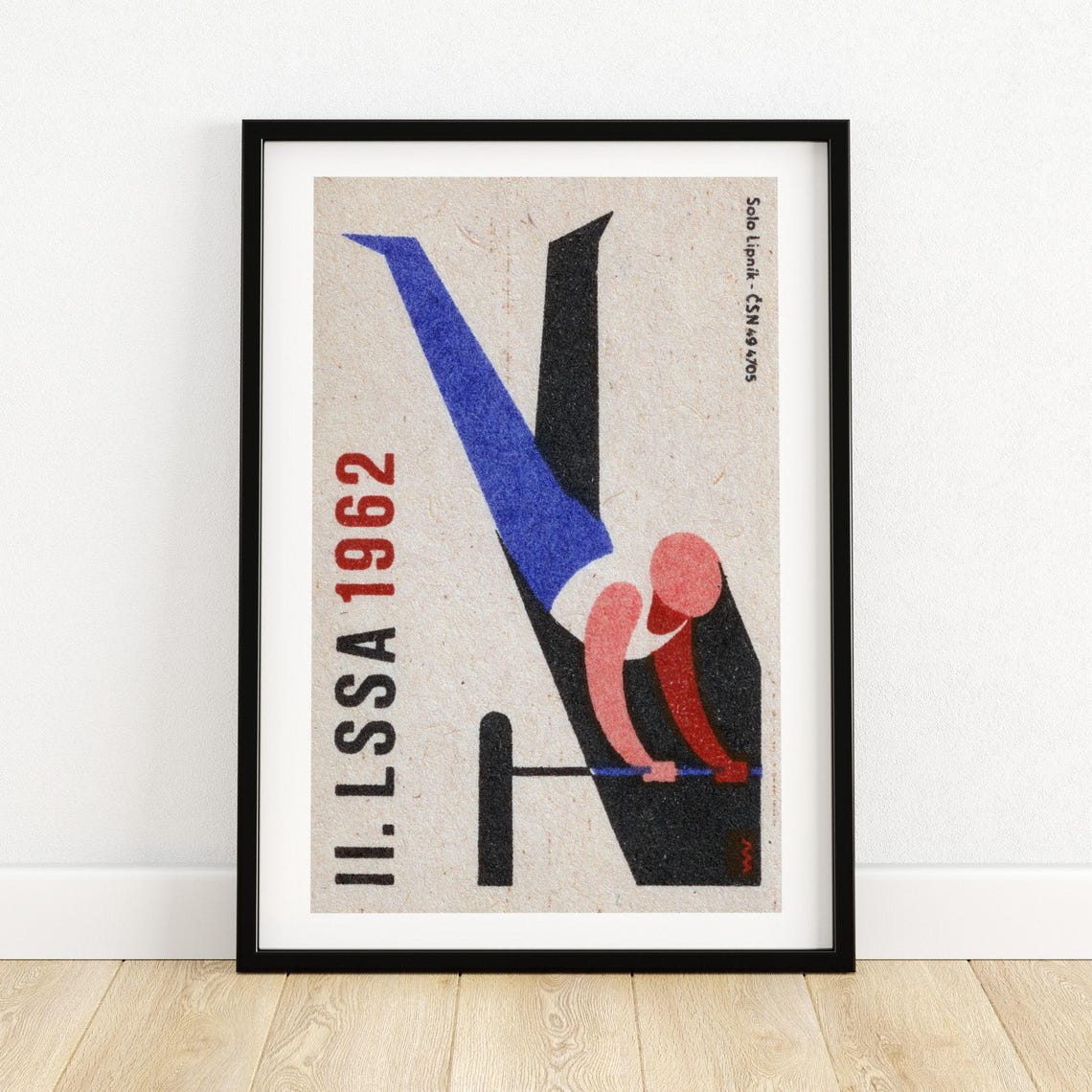 1962 Gymnast High Bar II LSSA Czech Sports Matchbox Label Poster