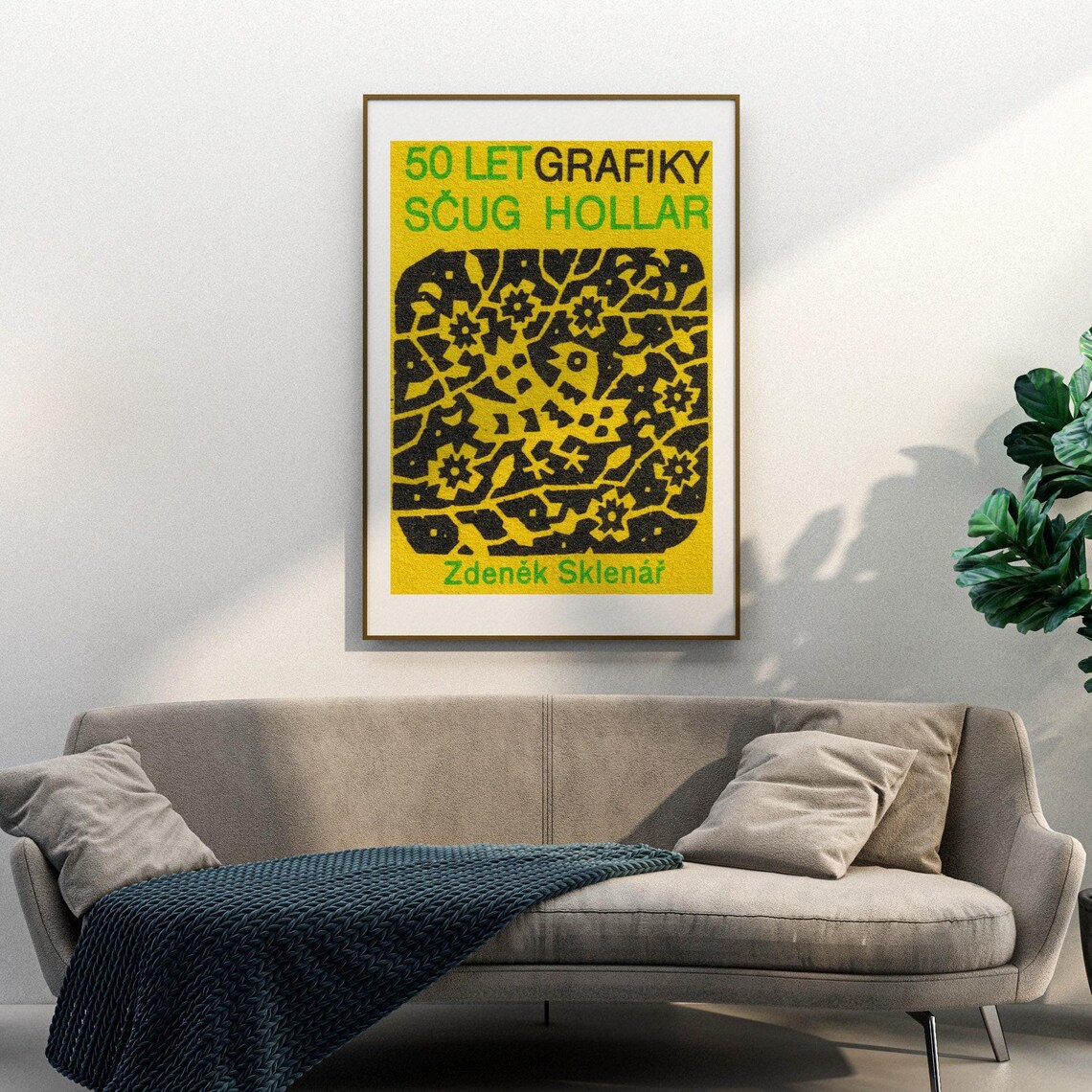 Yellow Folk Pattern Matchbox Vintage Czech Art Print - Image 3