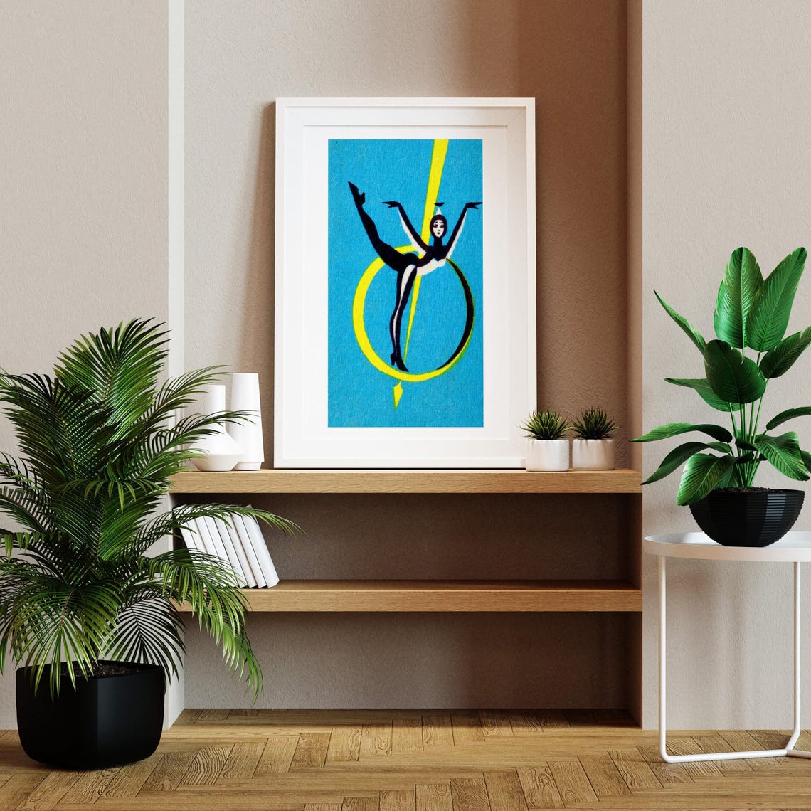 Retro Silhouette Dancer Leaping Through Hoop Mid Century Art Poster - Image 2