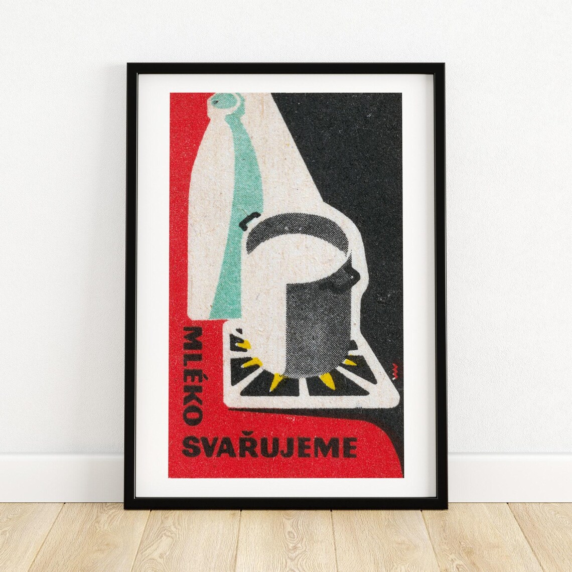 Czech Milk Safety Vintage Bottle Pot Retro Kitchen Art Poster