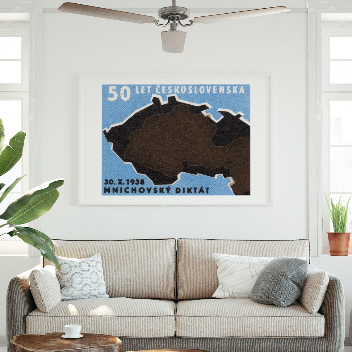 Czechoslovakia 50 Years 1938 Munich Dictate Map Vintage Art Print - Image 3