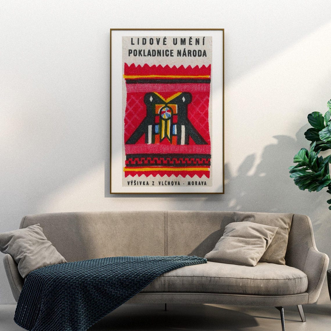 Vlchnov Morava Folk Embroidery Figures Vintage Heritage Art Poster - Image 3