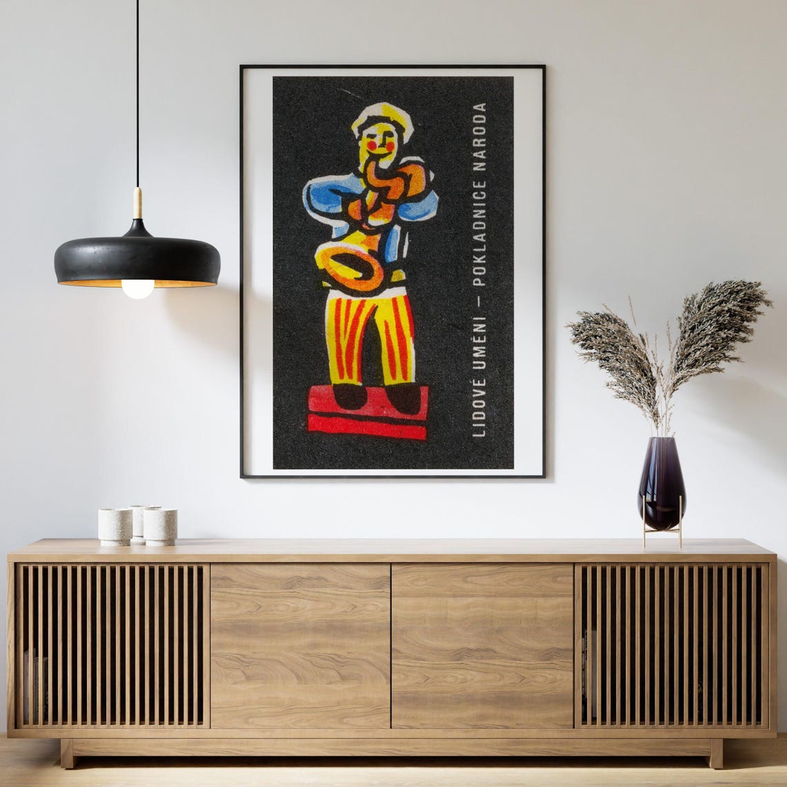Folk Musician Instrument Lidové Umění Vintage Czech Label Poster - Image 4