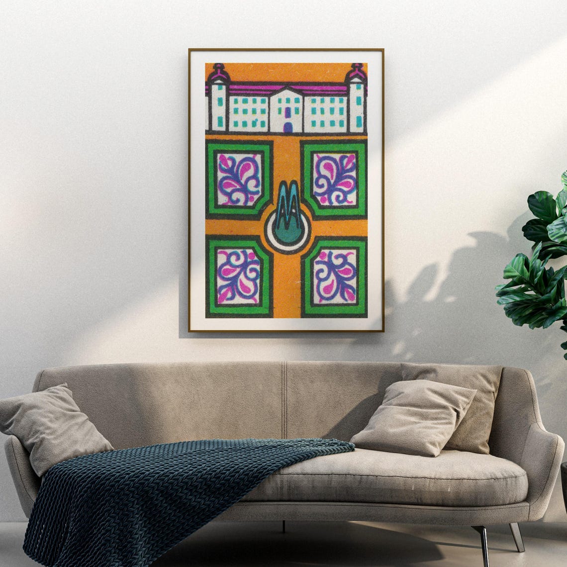 Colorful Geometric Palace Facade Mosaic Pattern Abstract Art Poster - Image 3