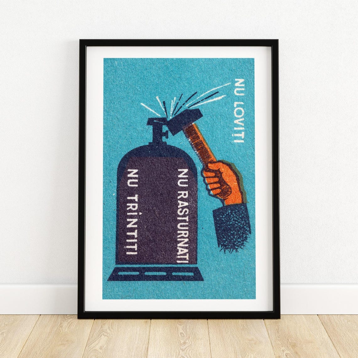Romanian Gas Cylinder Fire Safety Vintage Match Label Art Poster