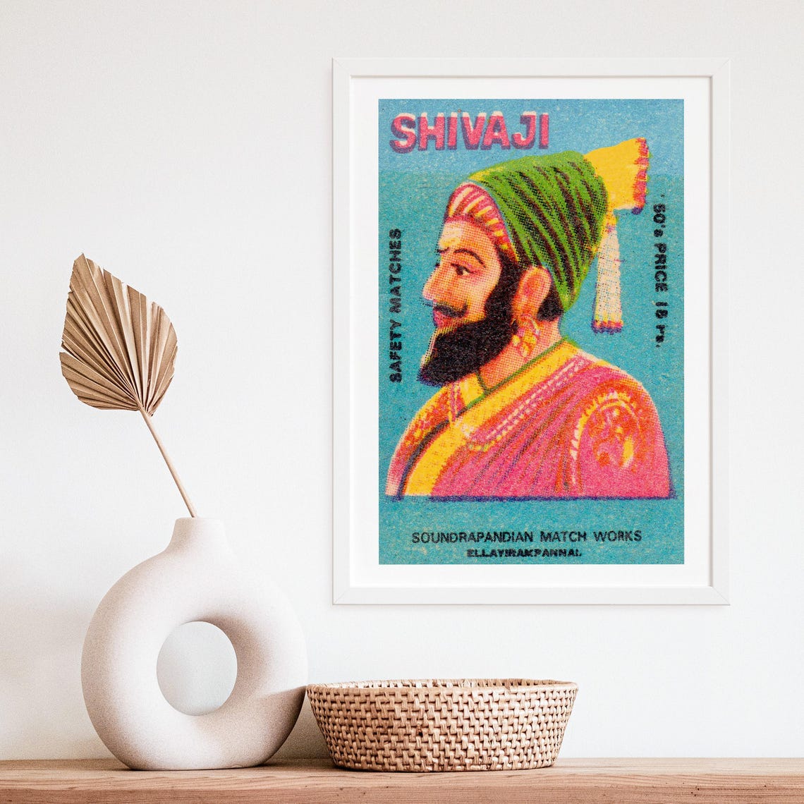 Shivaji Warrior Portrait Indian Safety Matches Label Art Poster - Image 4