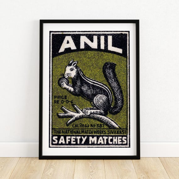 Anil Squirrel Vintage India Matchbox Poster