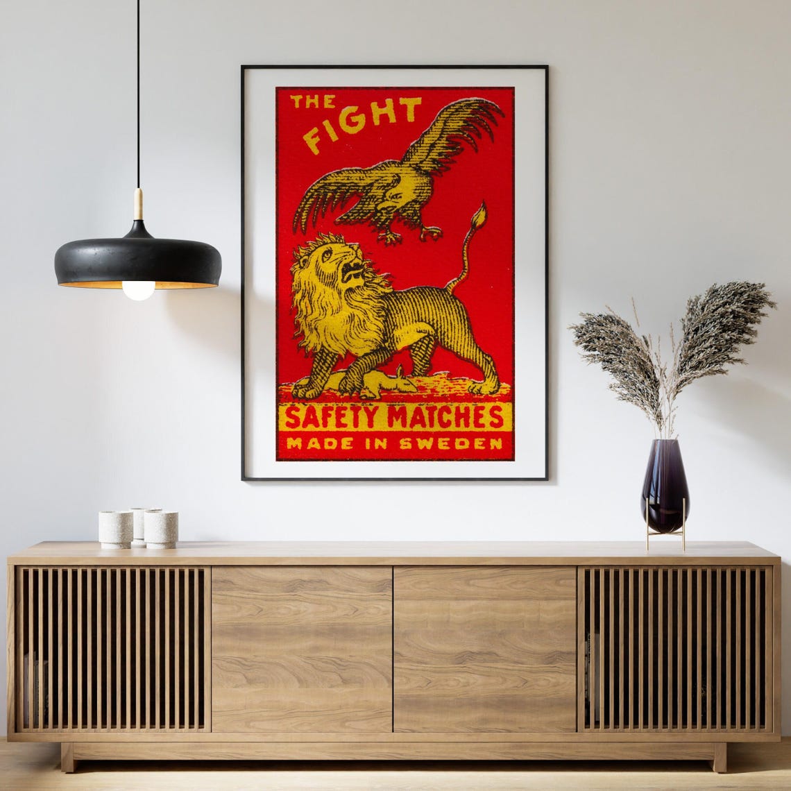 The Fight Eagle Versus Lion Vintage Swedish Matchbox Label Art Poster - Image 4