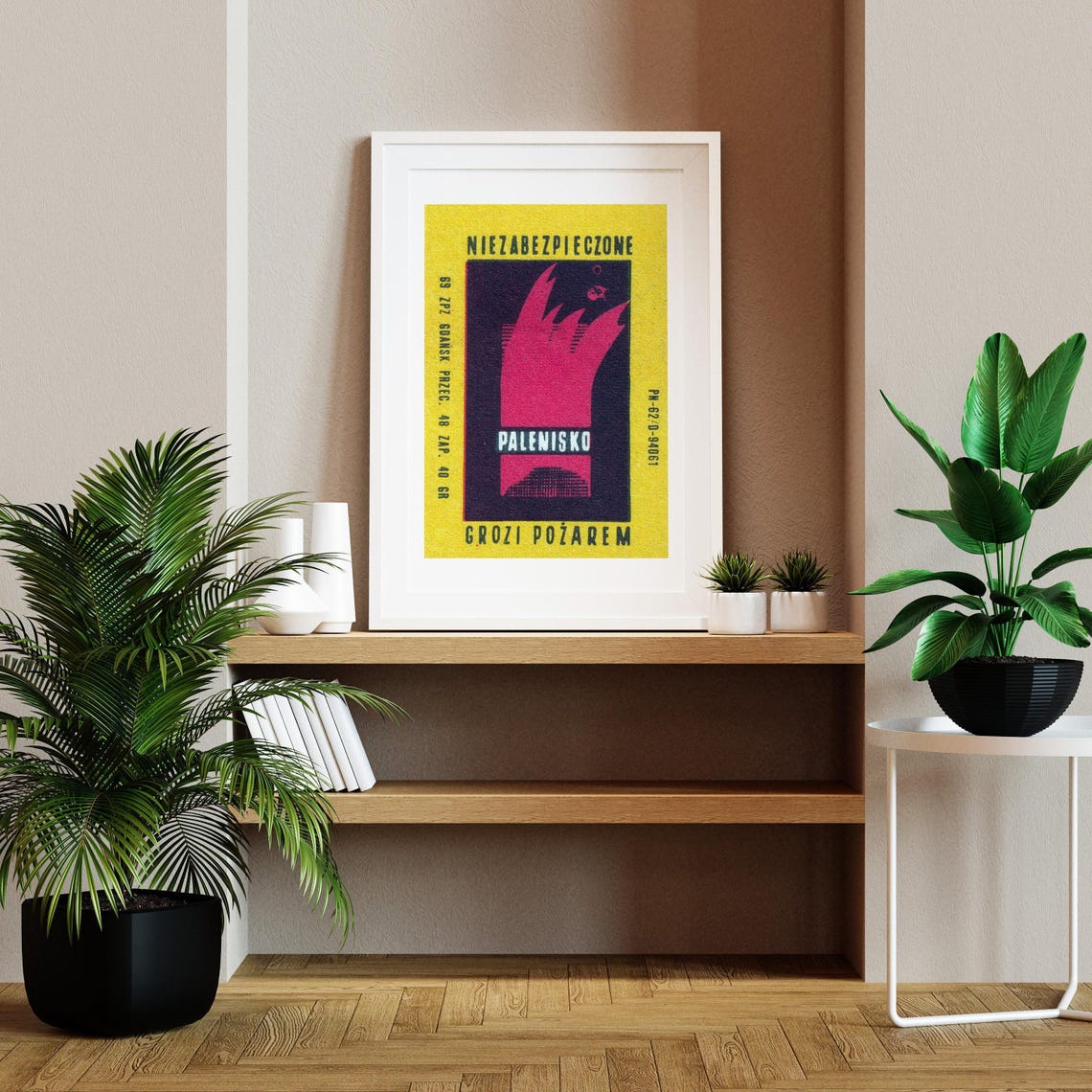 Niezabezpieczone Palenisko Polish Fire Safety Match Label Poster - Image 2