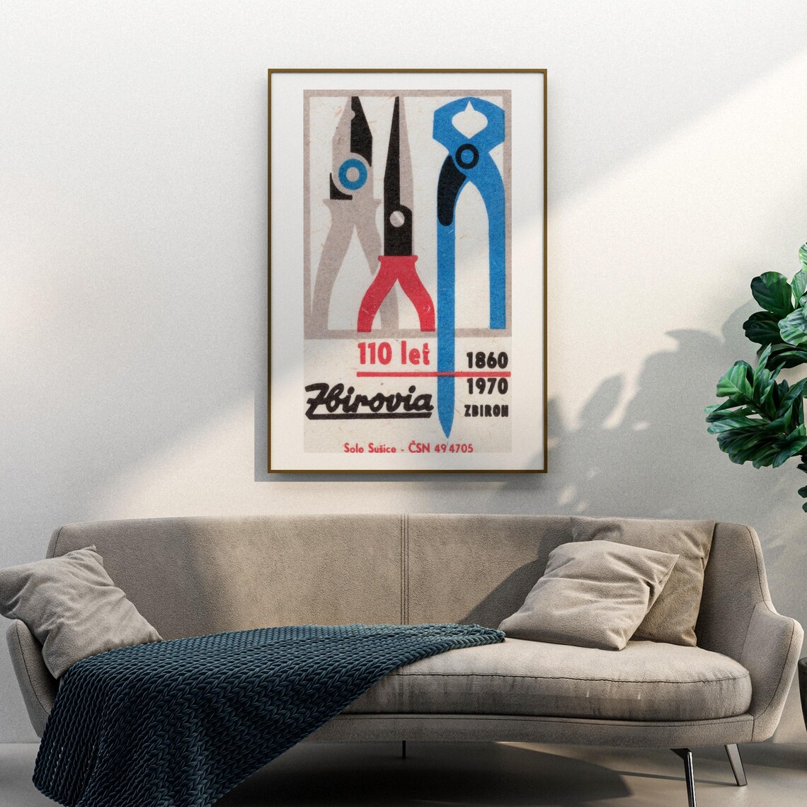 Zbirovia Tools 110 Years 1860 1970 Pliers Vintage Matchbox Poster - Image 3
