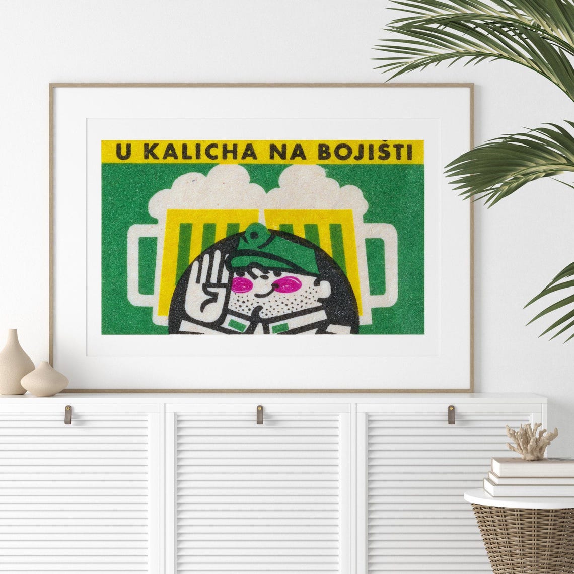 U Kalicha Na Bojisti Beer Mugs Czech Pub Matchbox Label Poster - Image 2