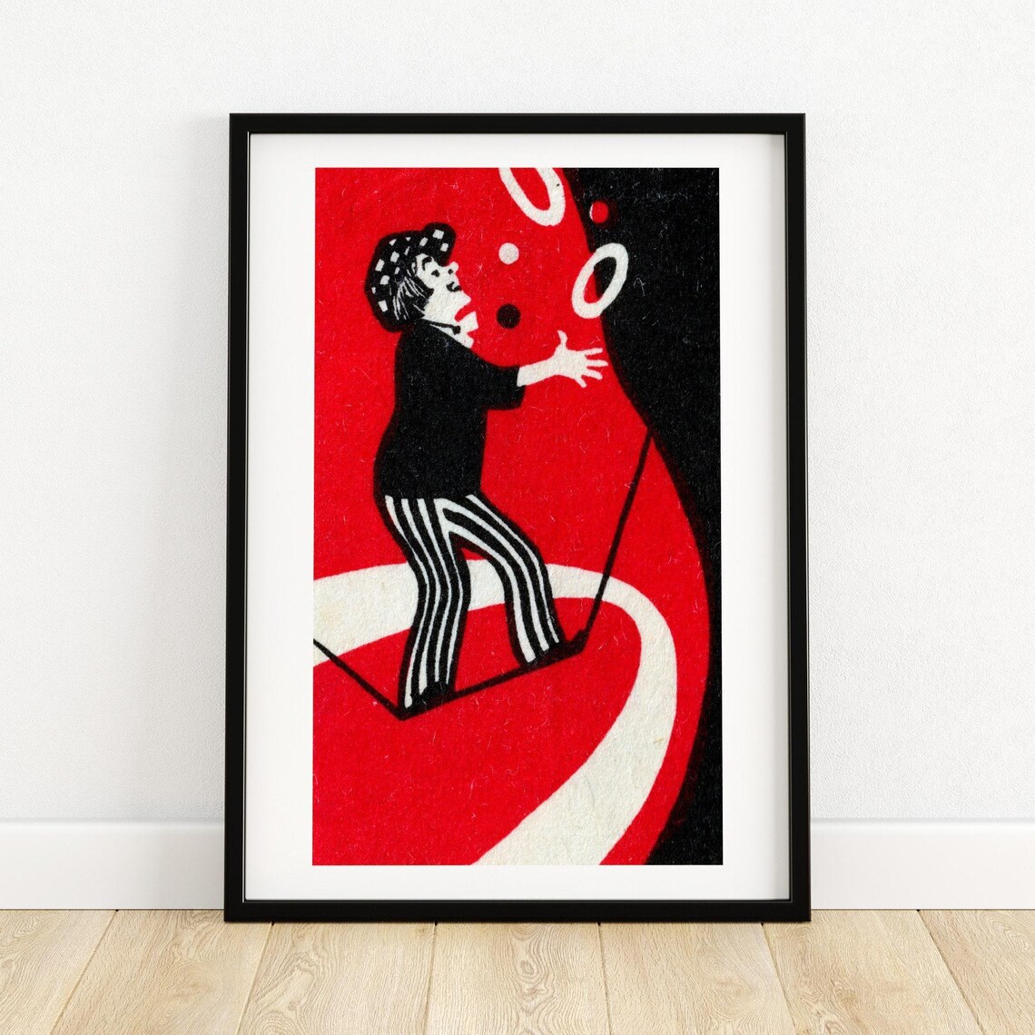 Tightrope Juggler Vintage Eastern Europe Travel Poster