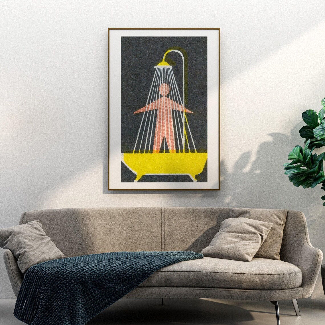 Person Showering Matchbox Vintage Bathroom Art Print - Image 3