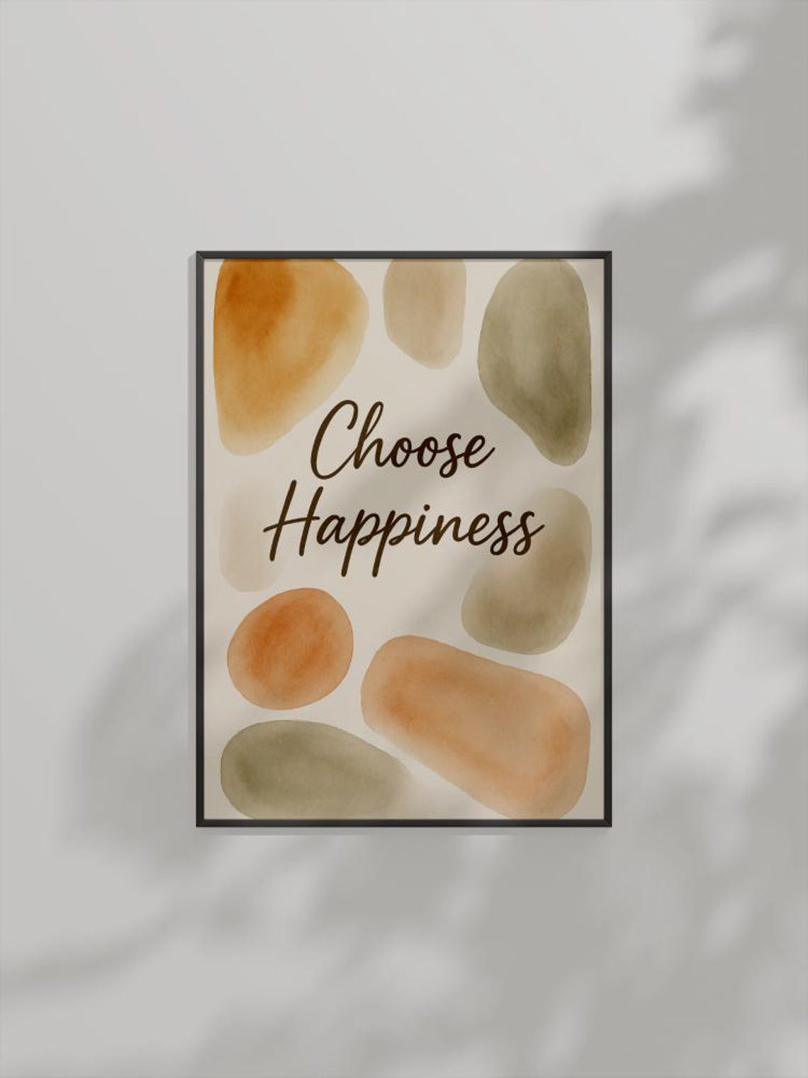 Choose Happiness Quote Watercolor Neutral Script Inspirational Poster