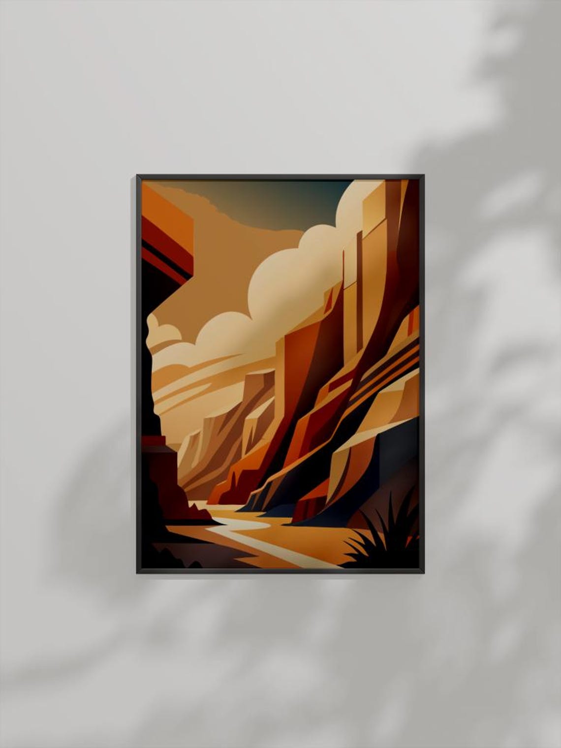 Desert Canyon Shadows Red Rock Sunset Abstract Southwestern Poster Art