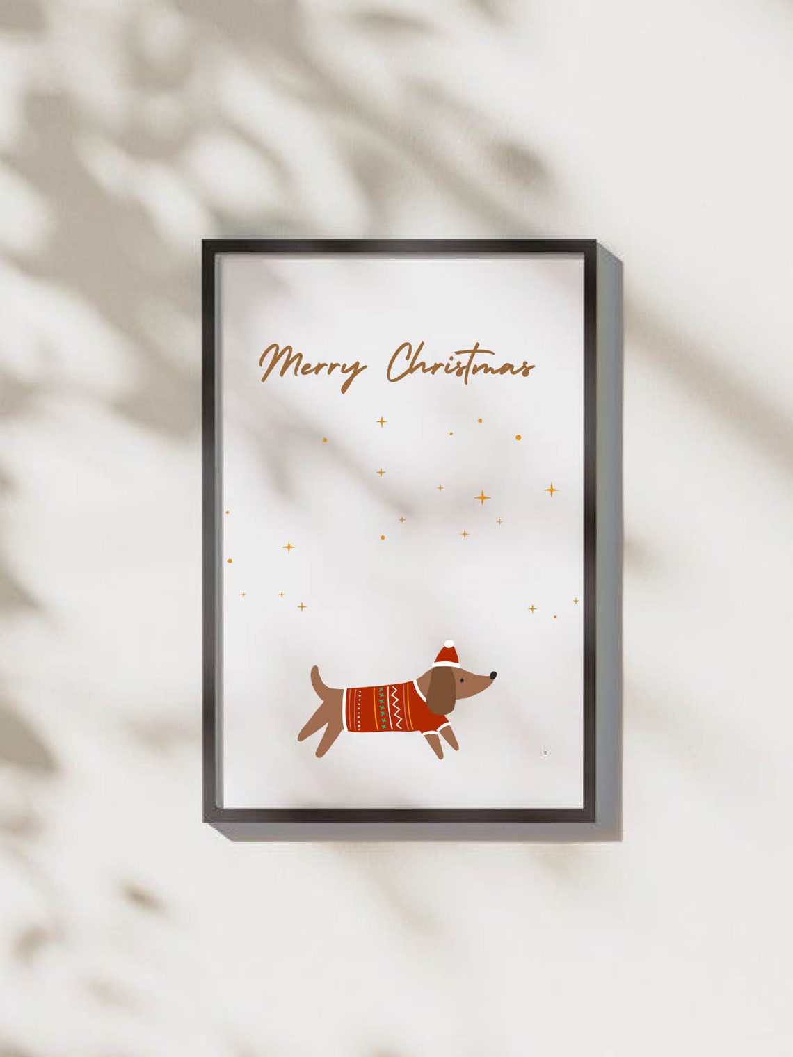 Merry Christmas Dachshund In Festive Sweater Cute Dog Holiday Poster - Image 2