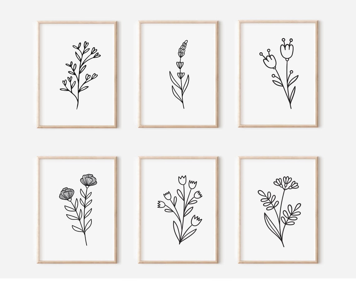 Minimalist Black Line Drawing Tulips Simple Elegant Botanical Print - Image 4