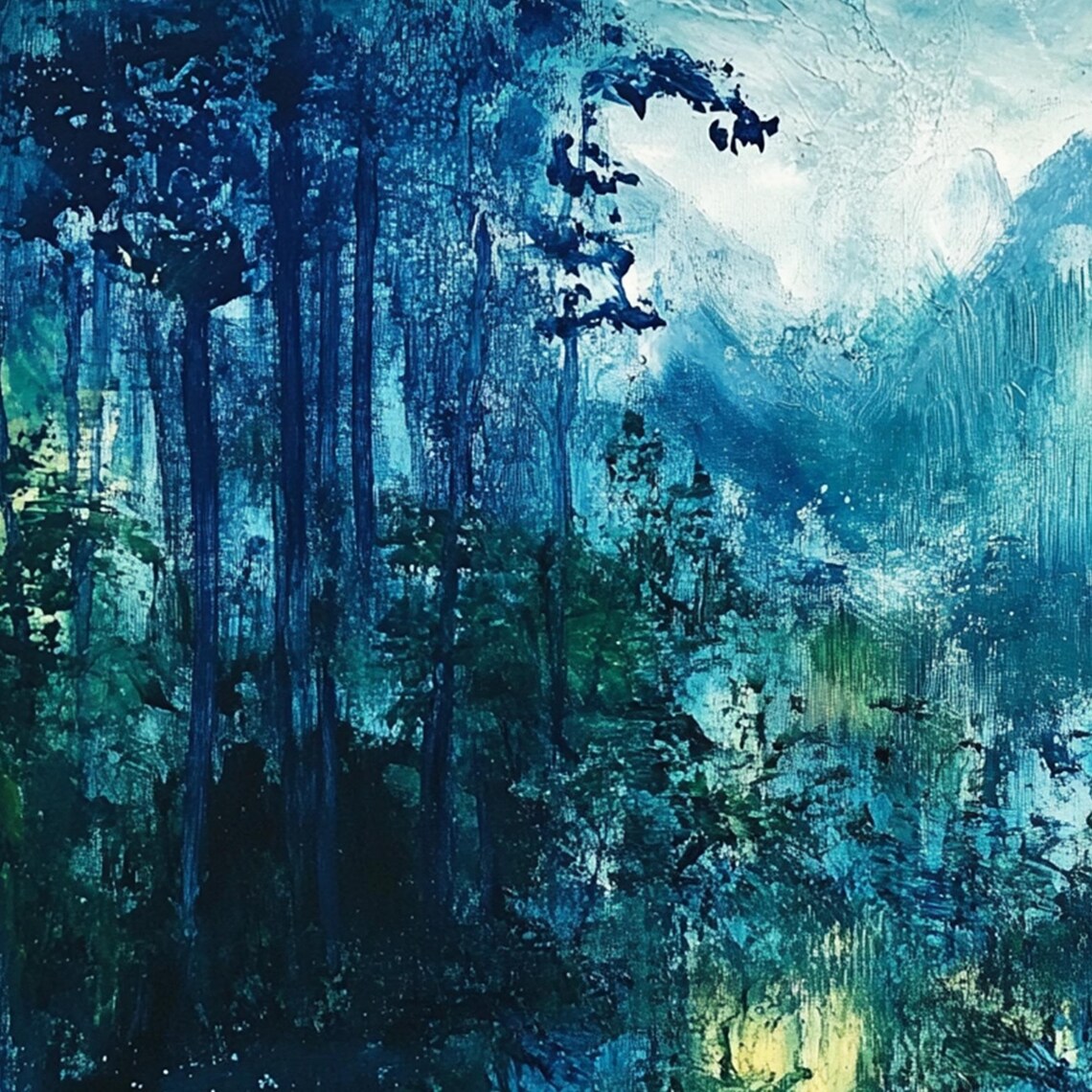 Large Abstract Forest Oil Painting On Green Tree Wall Art Original Nature Landscape Painting Custom Painting Living Room Decor - Image 4