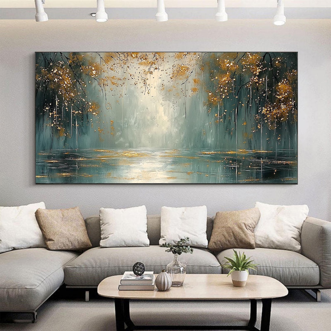 Minimalist Abstract Tree Landscape Oil Painting Art Print - Image 2