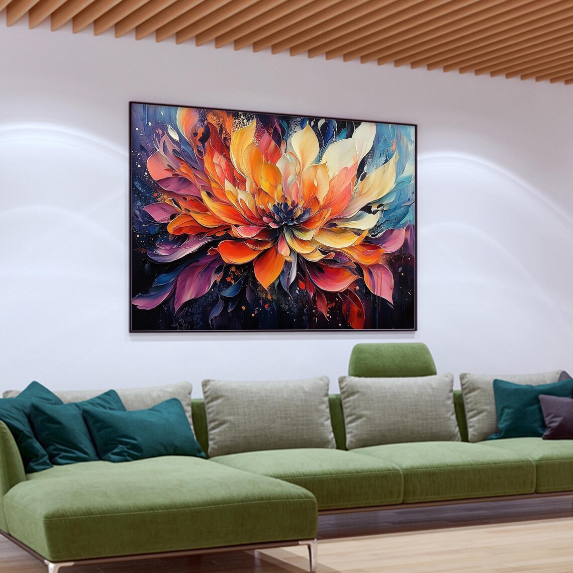 Abstract Flower Oil Painting, Bohemian Botanical Art Print - Image 2