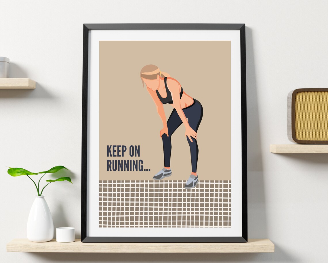 Keep On Running Female Runner Resting Motivational Sports Poster - Image 2