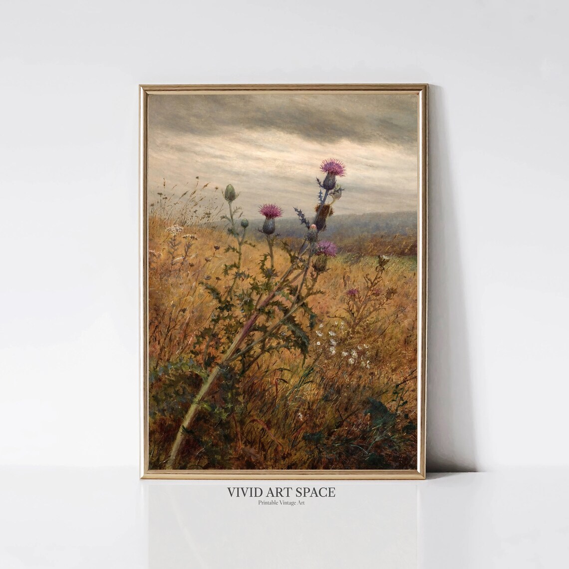 Thistle In A Field Vintage Landscape Art Print