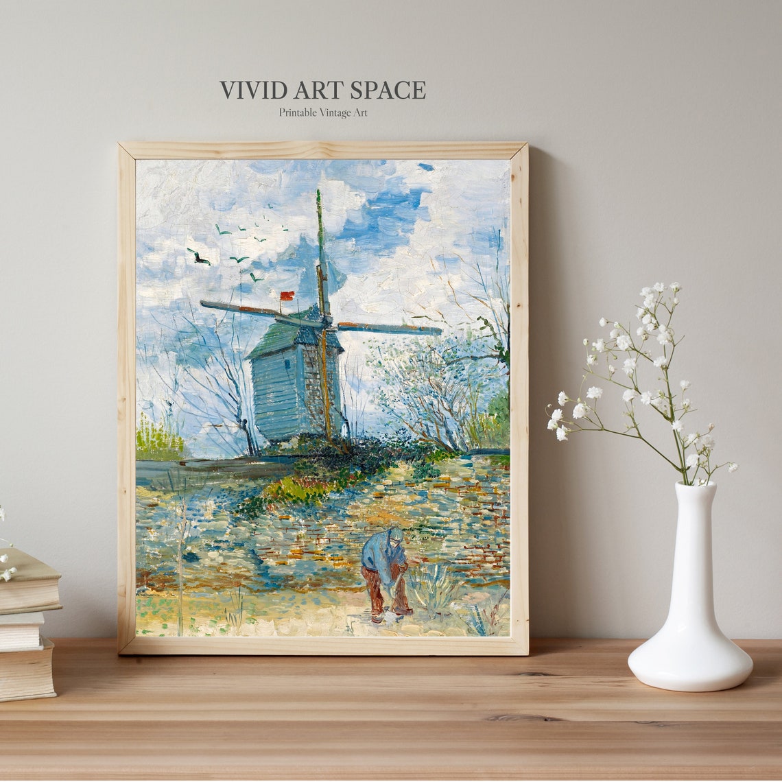 Van Gogh Le Moulin De La Galette Windmill Countryside Birds Poster - Image 2