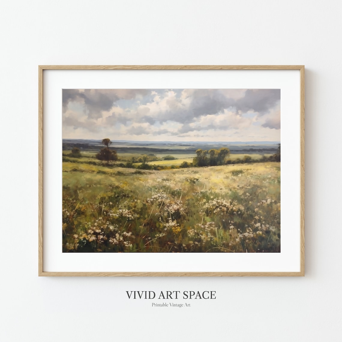 Muted Meadow Wildflowers Painting, Rustic Spring Art Print - Image 2