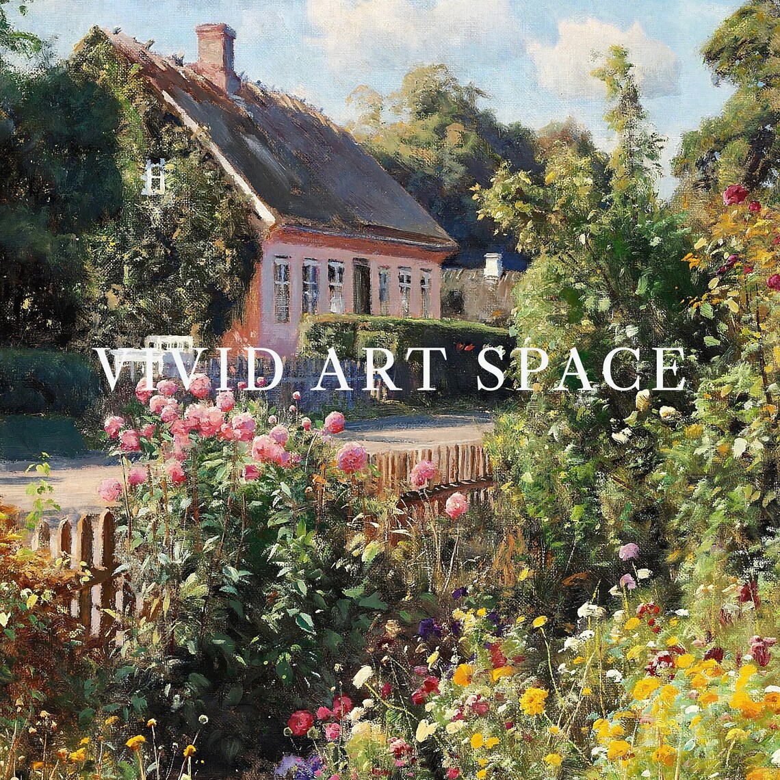 Flowers In A Garden Rustic Country Art Print - Image 3