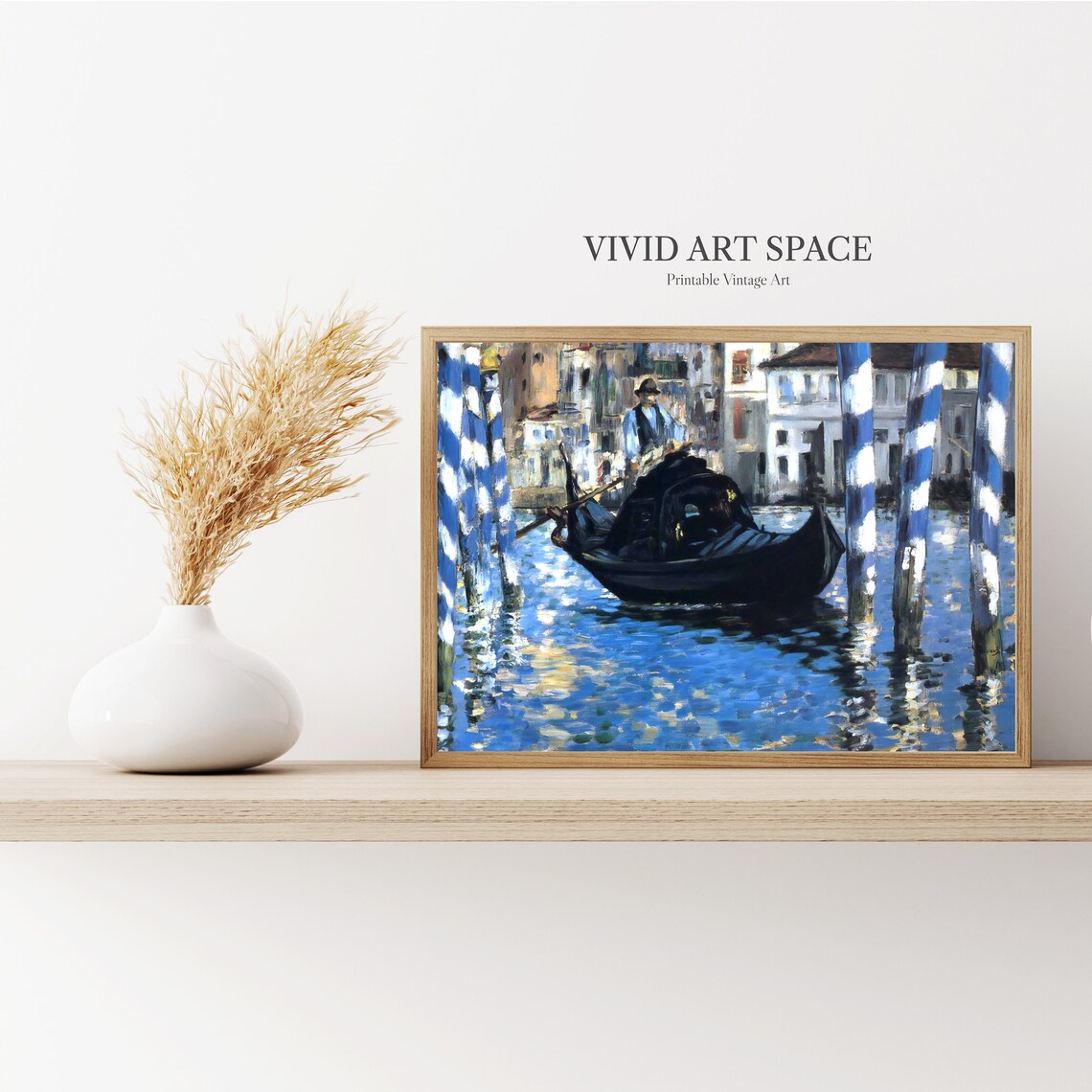 Manet Grand Canal Venice Gondola Bright Striped Poles Poster - Image 2