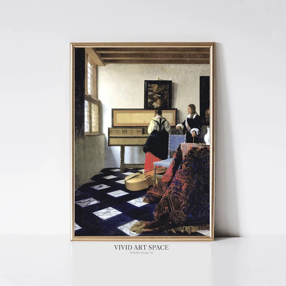 The Music Lesson by Johannes Vermeer Dutch Baroque Art Poster