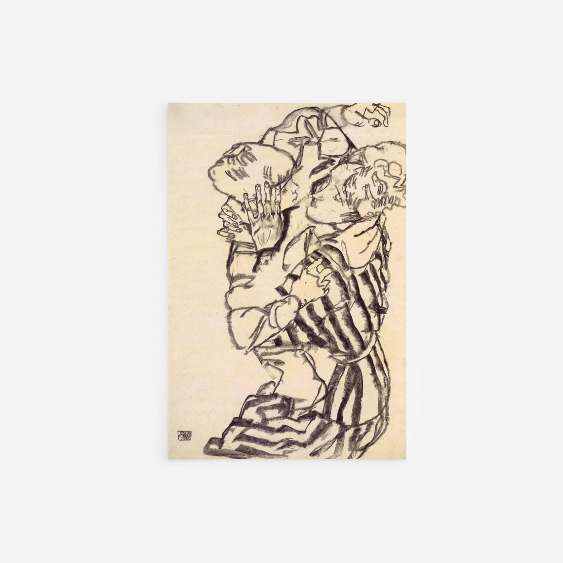 Egon Schiele Edith with Nephew 1915 Embracing Figures Sketch Poster