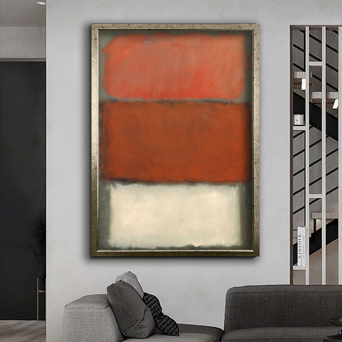 Mark Rothko Style Red Orange White Abstract Color Block Art Poster - Image 4