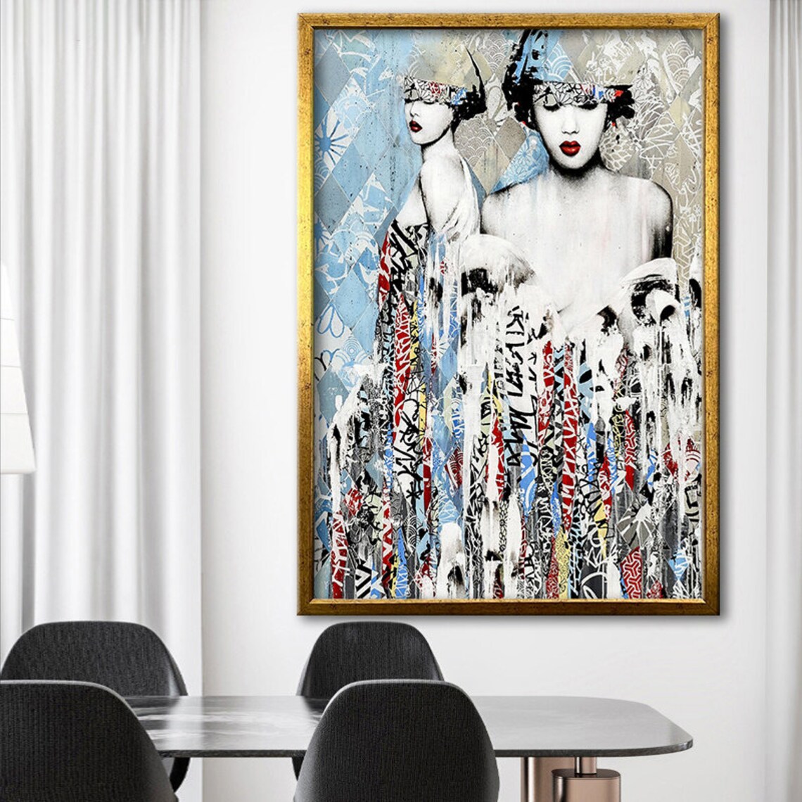 Graffiti Pop Art Twin Women Bold Street Style Modern Art Poster - Image 3