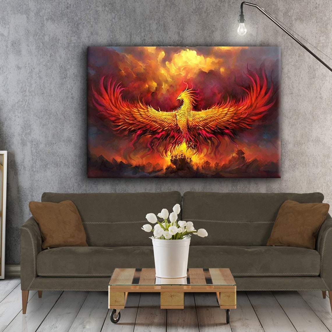 Phoenix Rising From Flames Fiery Orange Mythical Bird Fantasy Poster - Image 3