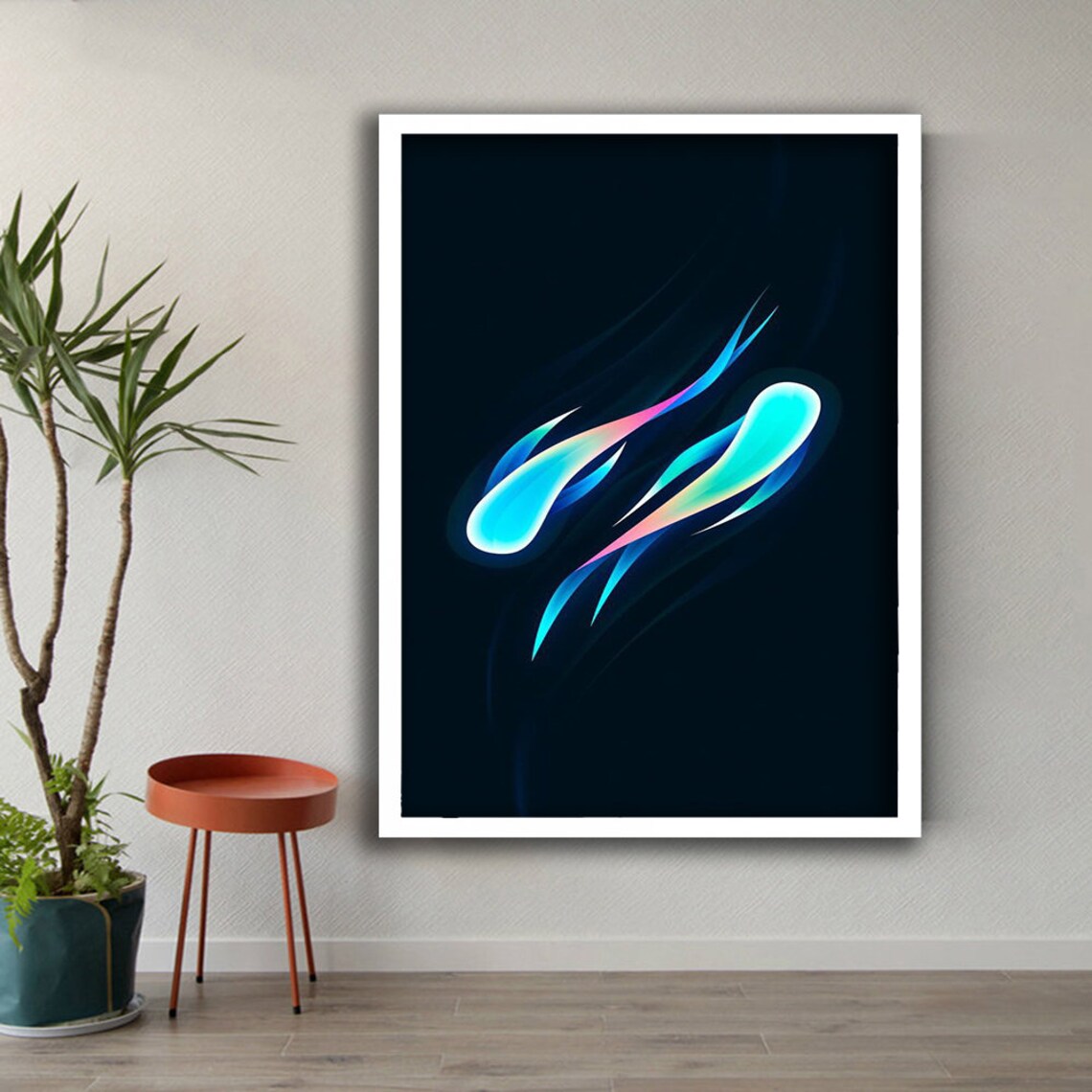 Neon Koi Fish Print Wall Decor Home Gift Framed Painting Wall Art Print Ready To Hang Painting Gift - Image 3