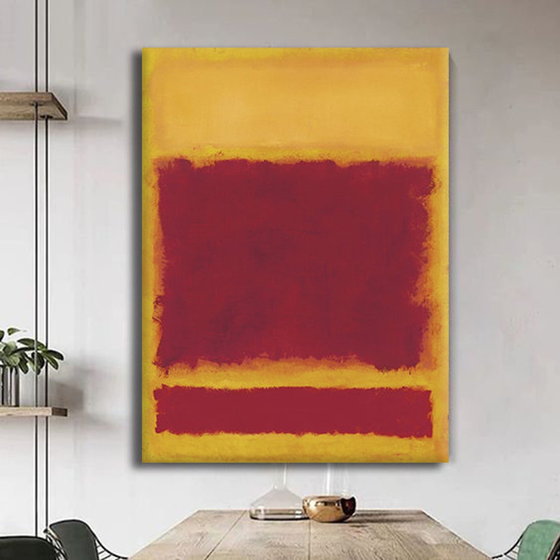 Rothko Style Yellow Burgundy Color Field Abstract Art Wall Print - Image 3