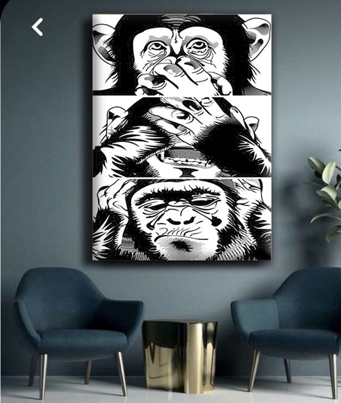 Three Wise Monkeys See Hear Speak No Evil Black White Art Poster - Image 4