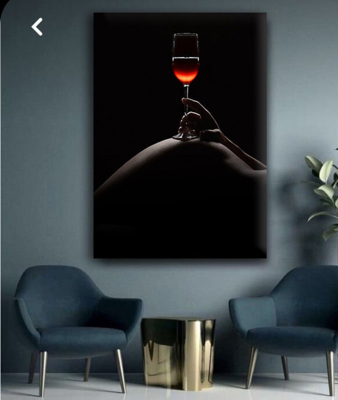 Woman Silhouette Holding Red Wine Glass Dark Elegant Sensual Art Poster - Image 3